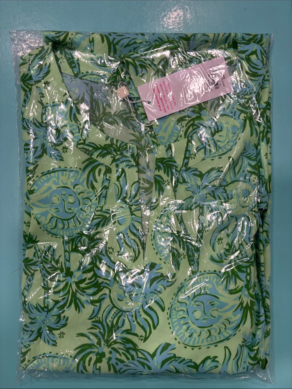 Lilly Pulitzer Lime Green and Light Blue Printed Belted Dress Olivine - Picture 3 of 3